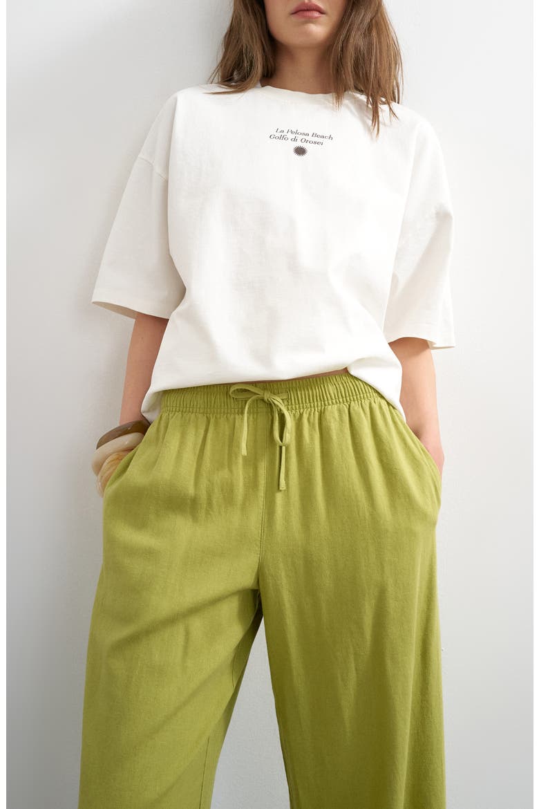 Linen Blend Straight Leg Pants, Alternate, color, MGREEN