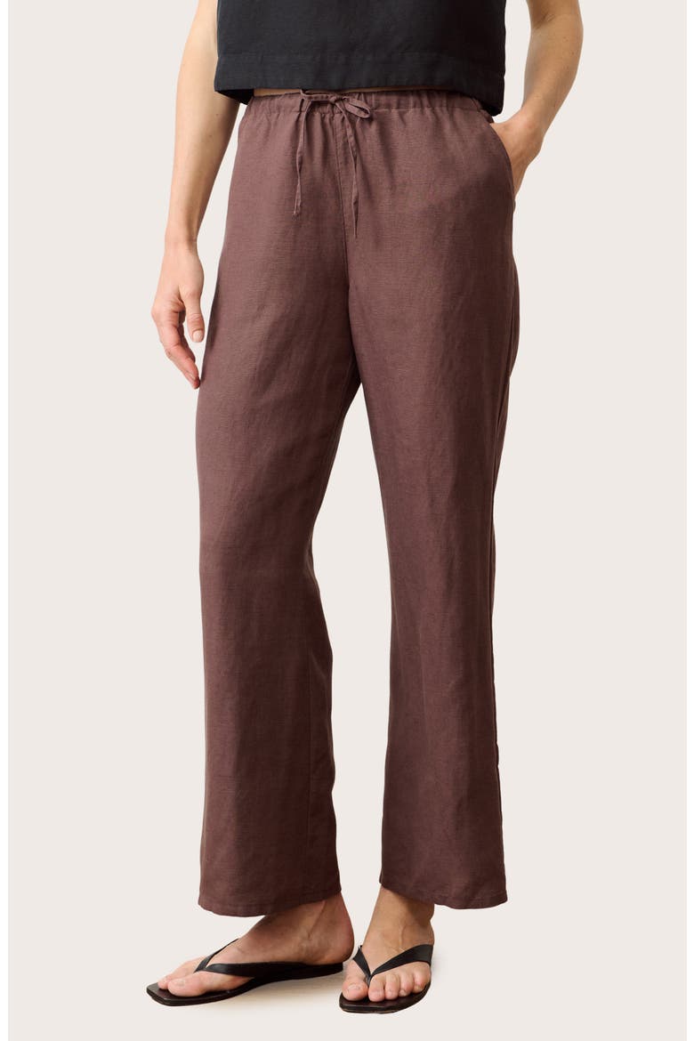 Linen Drawstring Pants, Main, color, CHOCOLATE