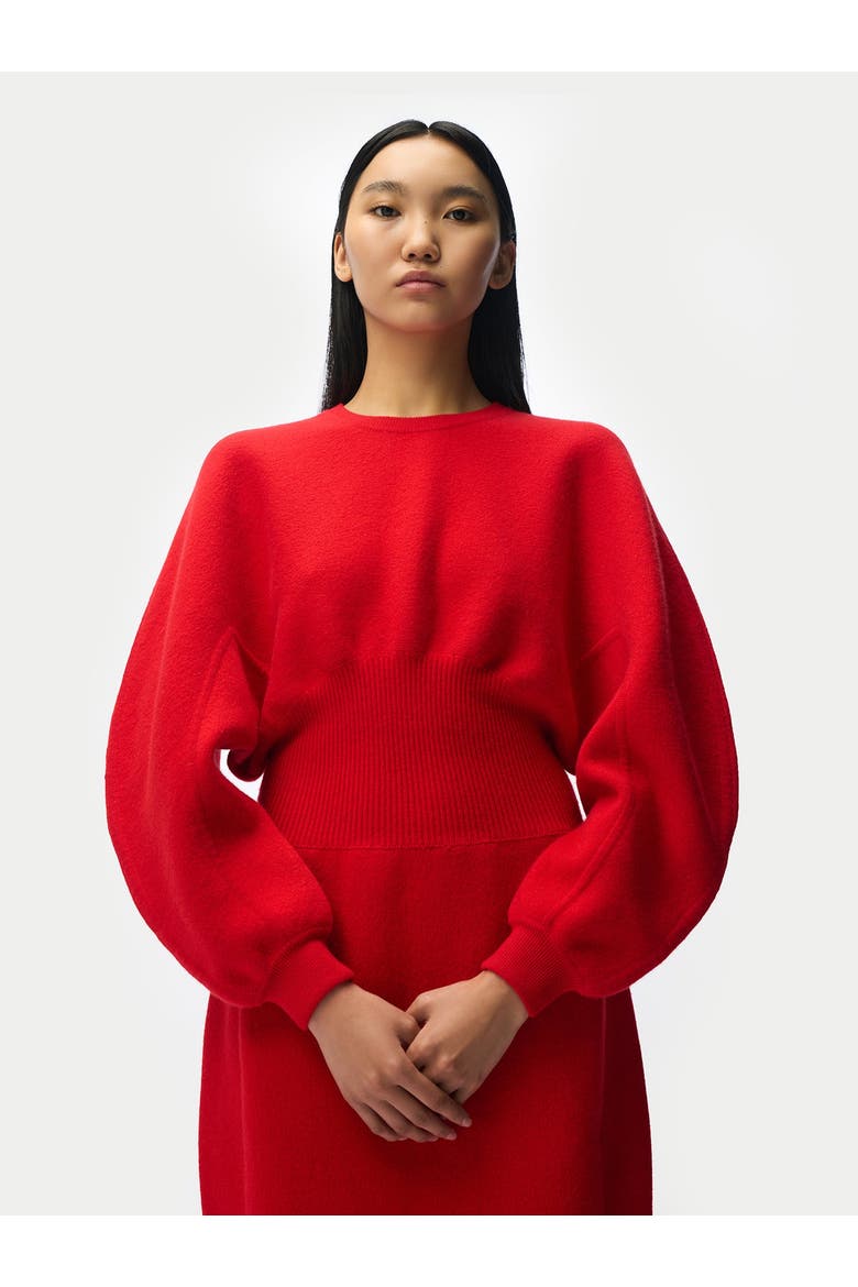Cashmere Sculptural Dress, Alternate, color, fiery red