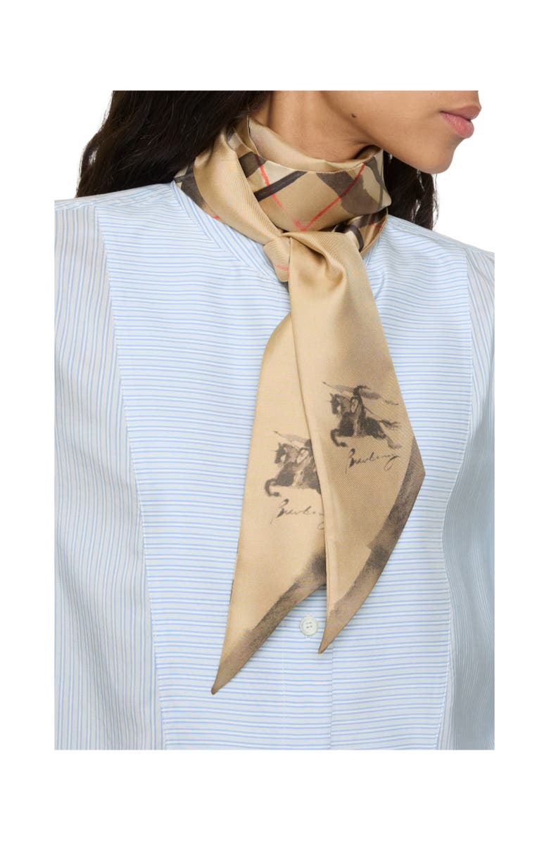 Burberry Skinny Watercolour Check Silk Scarf, Alternate, color, Sand Beige