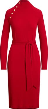 Lauren Ralph Lauren Long Sleeve Cotton Blend Rib Dress