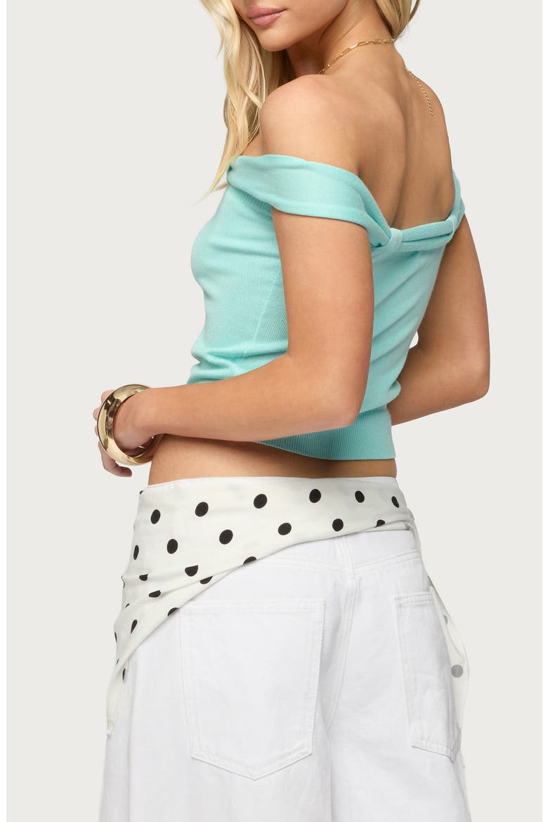 Sami Off the Shoulder Crop Top, Alternate, color, AQUA