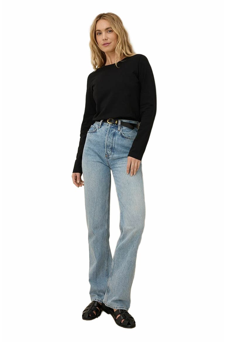Luxe Stretch Jersey Slim Long Sleeve Tee, Alternate, color, Black