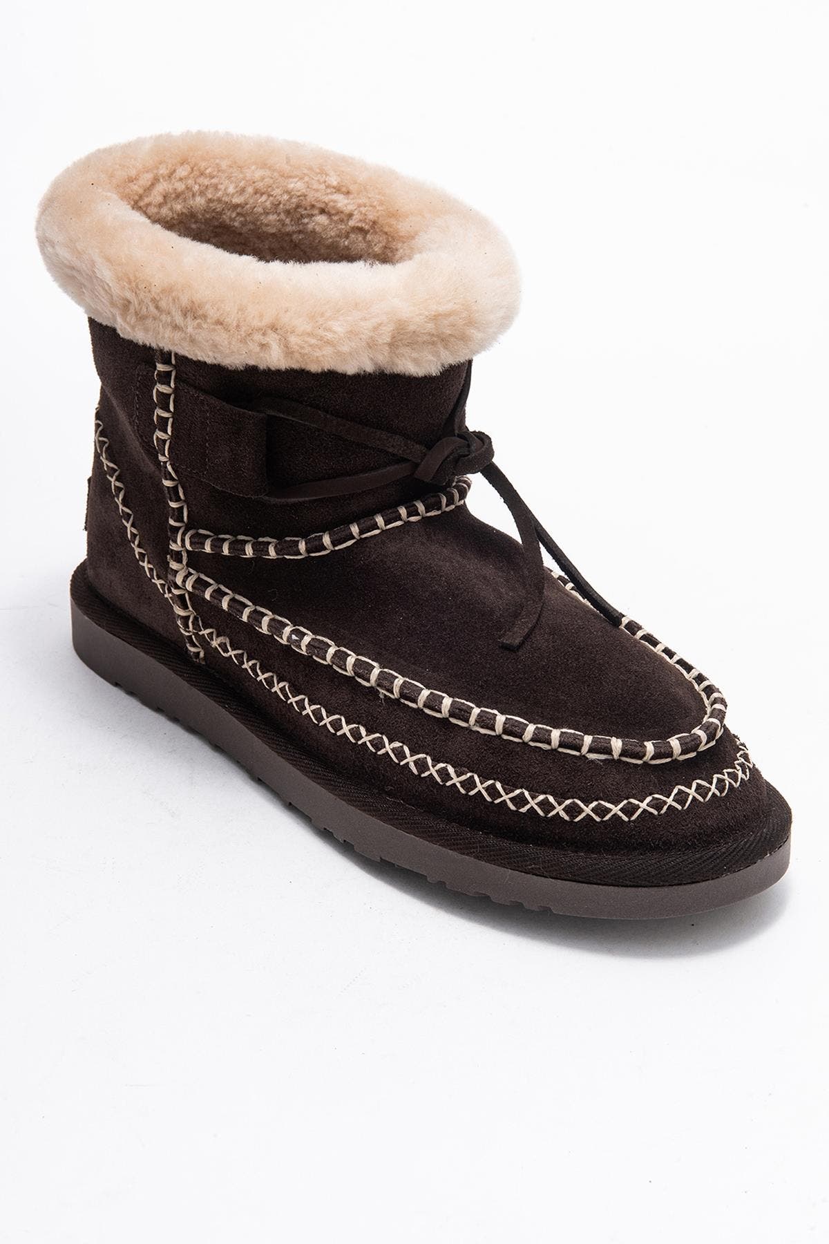 Jorel Leather Fur Lined Ankle Boot, Main, color, Brown Suede Leather