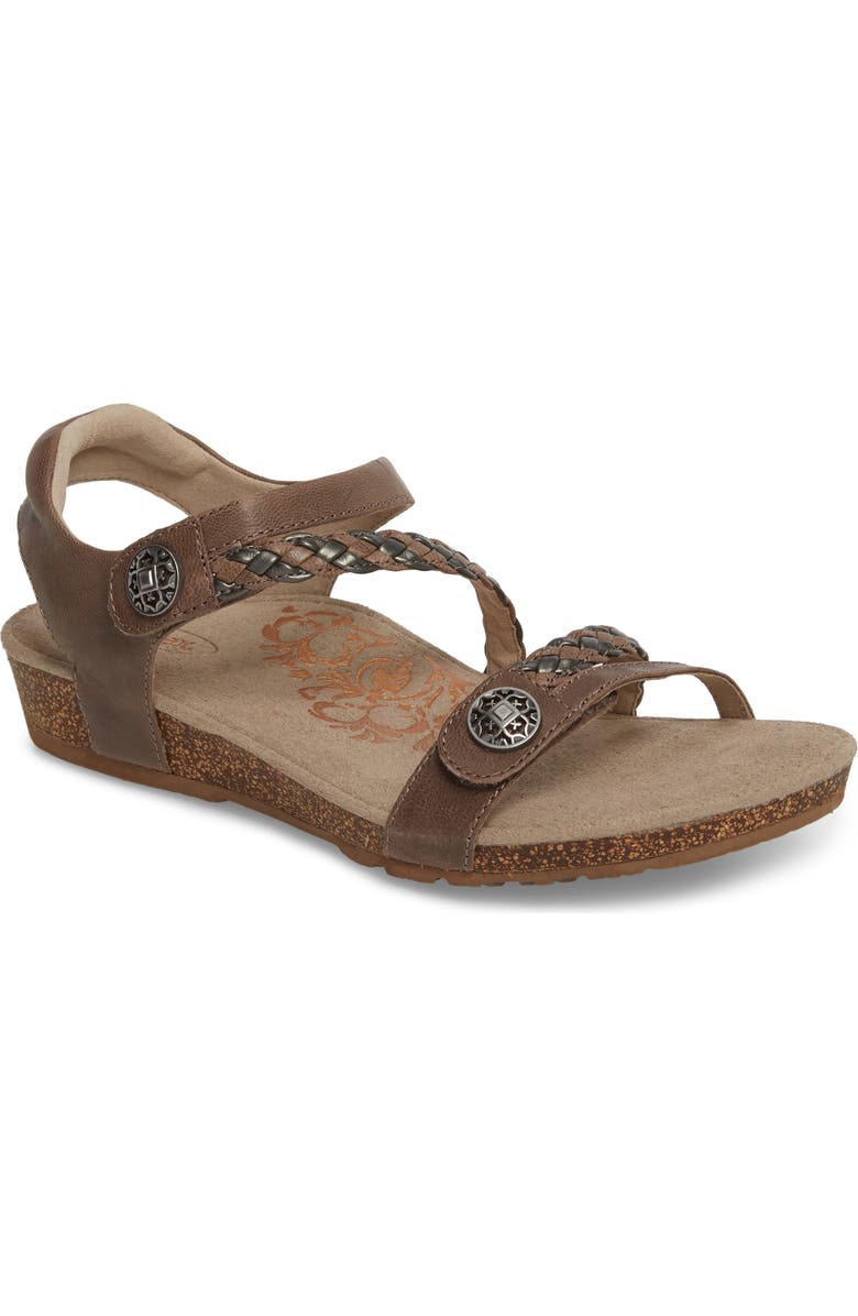 Aetrex Jillian Braided Leather Strap Sandal, Main, color,