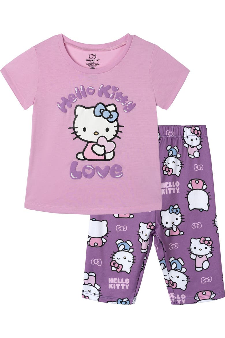 2-Piece T-Shirt and Bike Shorts Set, Main, color, Hello Kitty Mulberry