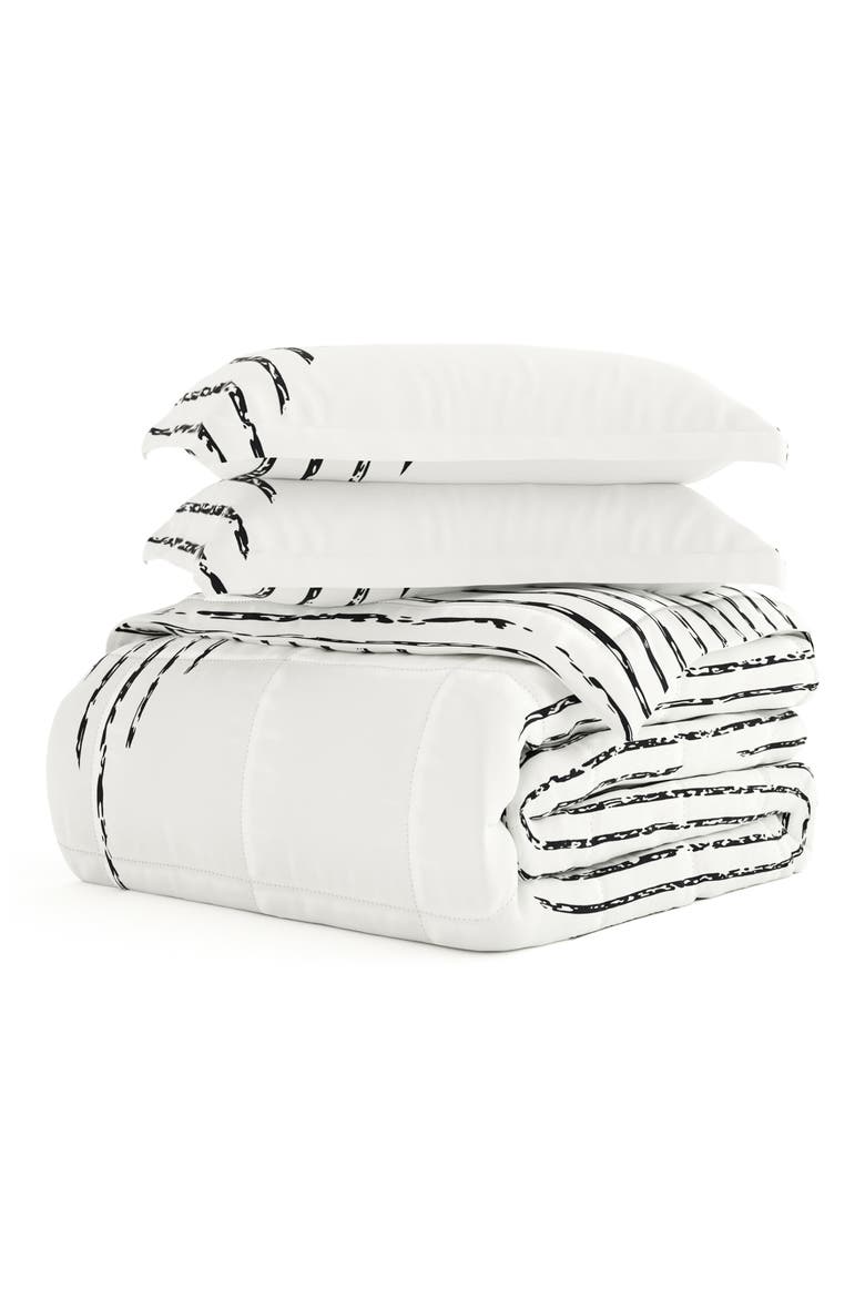 Premium Ultra Soft Diamond Stripe Down-Alternative Comforter Set, Main, color, GREY