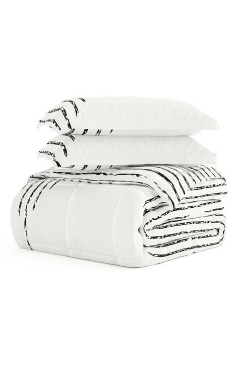 Premium Ultra Soft Diamond Stripe Down-Alternative Comforter Set