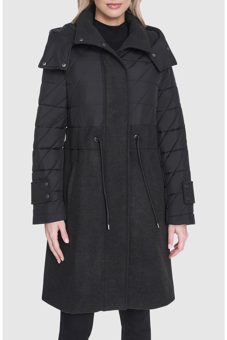 Synclaire Quilted Coat, Main, color, BLACK