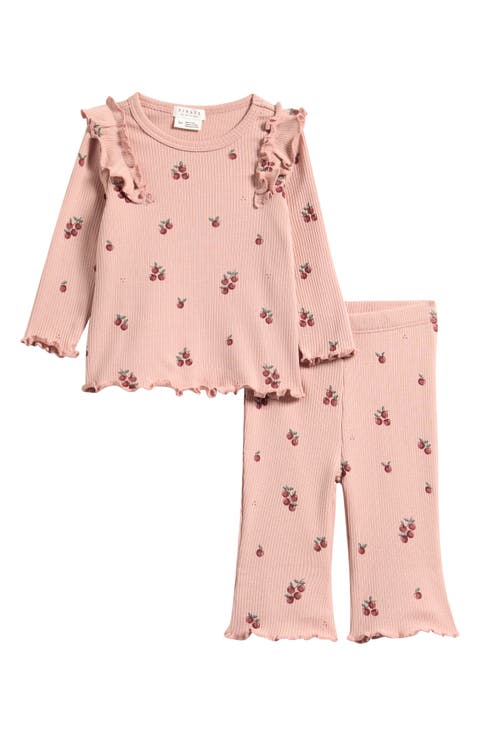 Print Long Sleeve Top & Flare Leggings Set