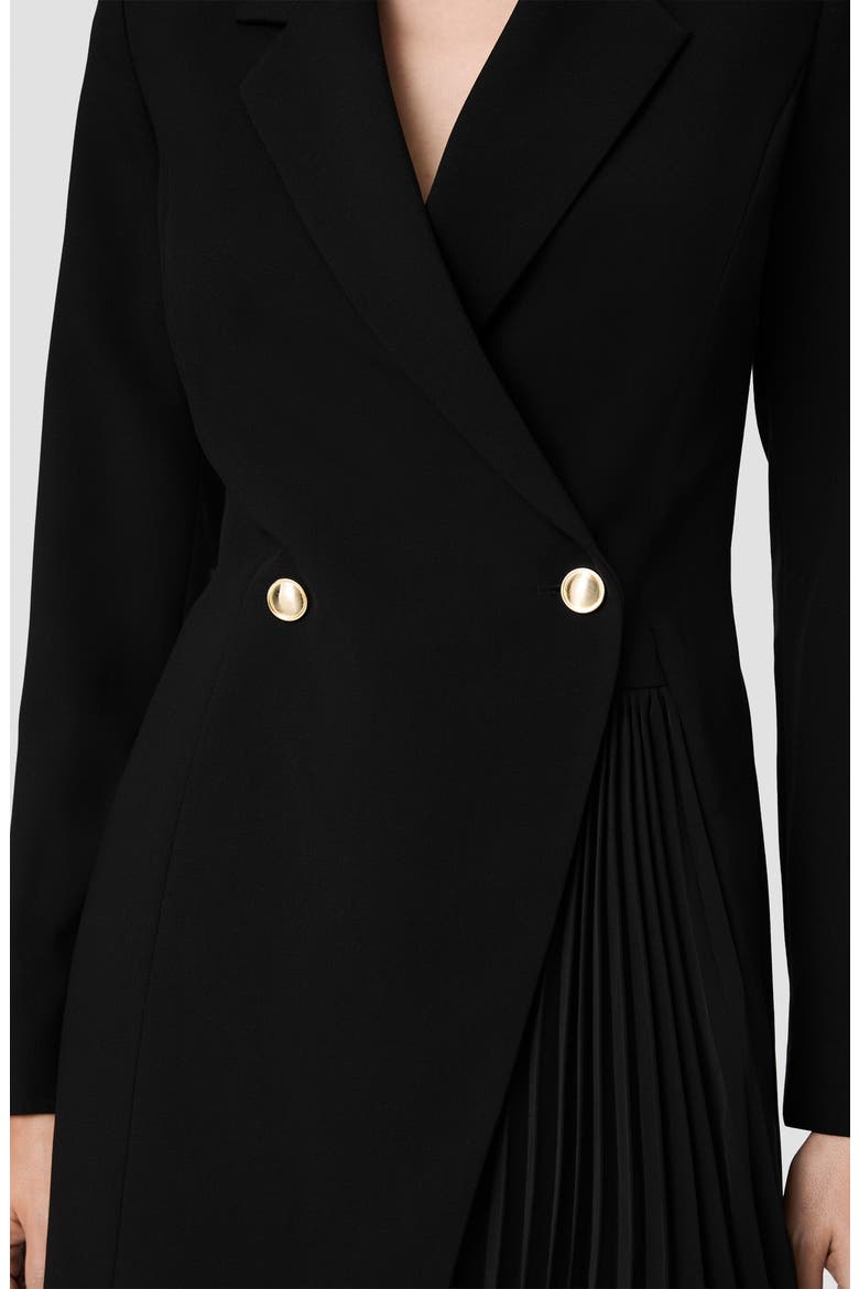 Azra Twill Pleated Tuxedo Minidress, Alternate, color, BLACK
