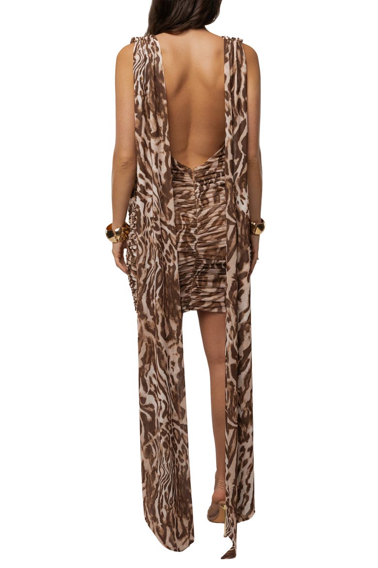 Late Hour Plunge Mini Dress, Alternate, color, Leopard