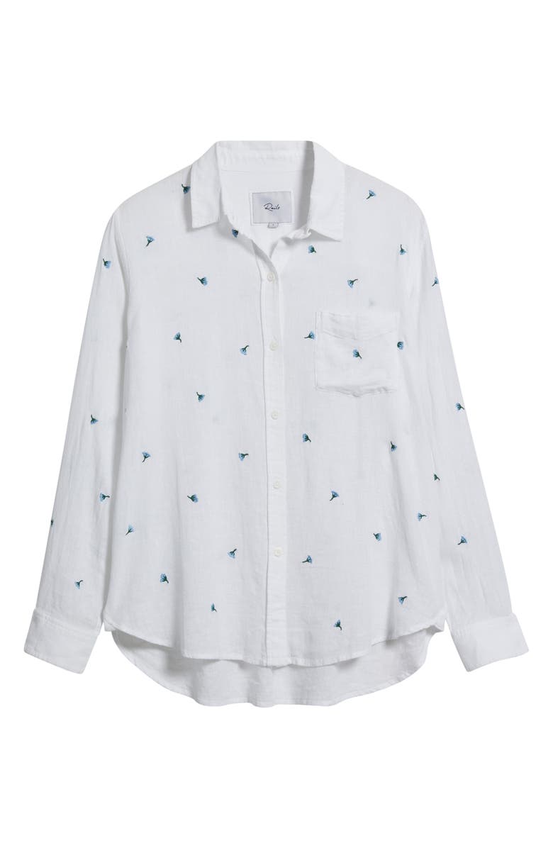 Rails Charli Embroidered Floral Linen Blend Button-Up Shirt, Main, color, Bluebell Carnations