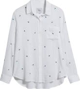 Rails Charli Embroidered Floral Linen Blend Button-Up Shirt