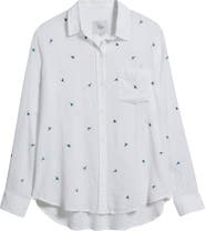 Rails Charli Embroidered Floral Linen Blend Button-Up Shirt