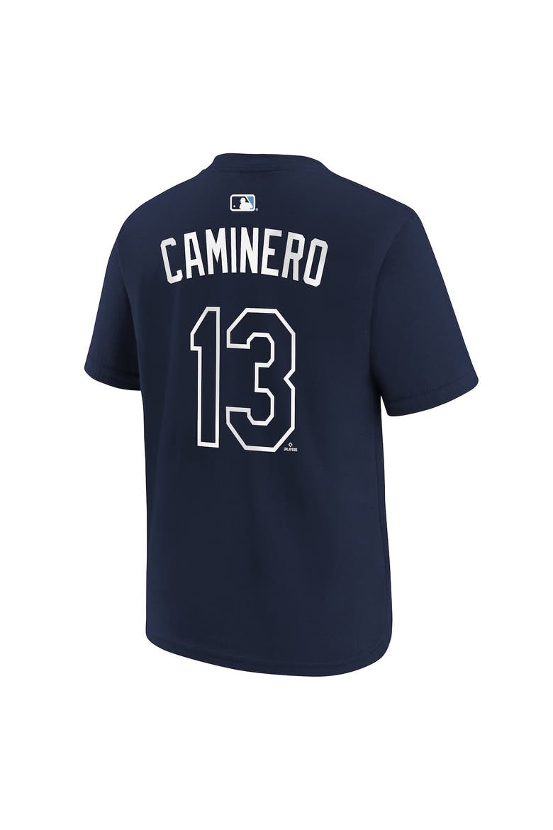 Youth Nike Junior Caminero Navy Tampa Bay Rays Name & Number T-Shirt, Alternate, color, Navy