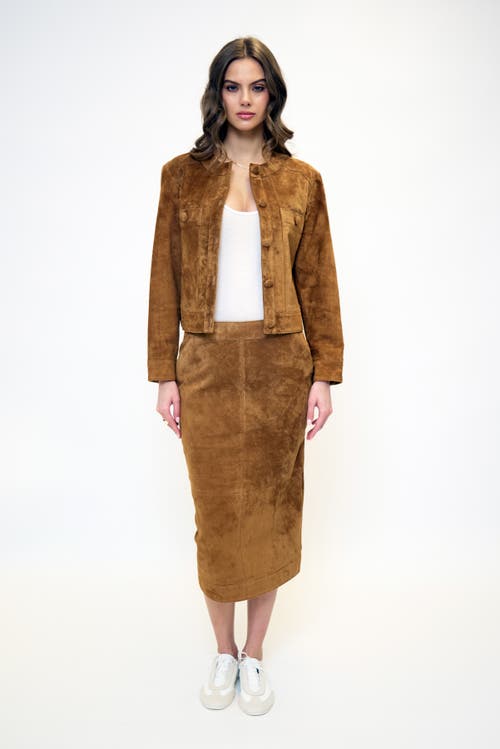 Central Park West Daphne Genuine Suede Lady Jacket In Brown