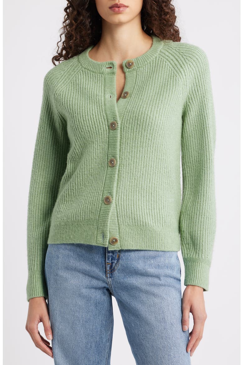 Cozy Rib Cardigan, Main, color, GREEN HEDGE