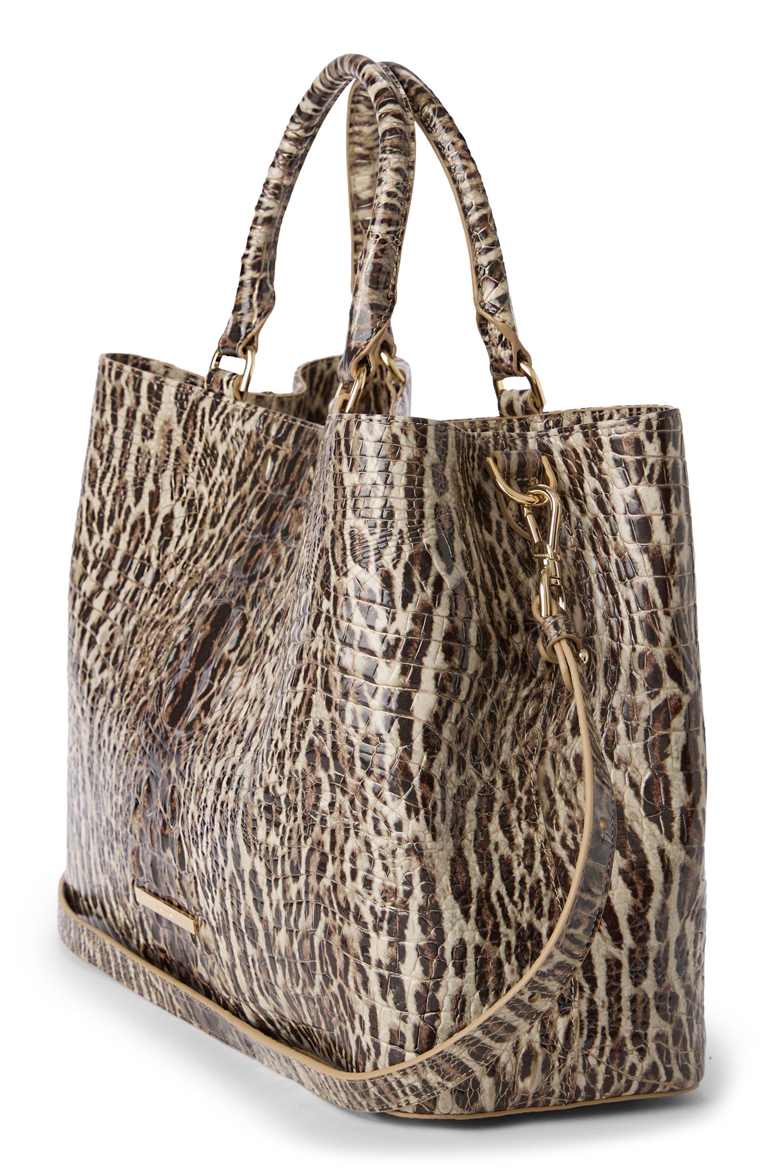 Denise Croc Embossed Leather Tote, Alternate, color, OCELOT