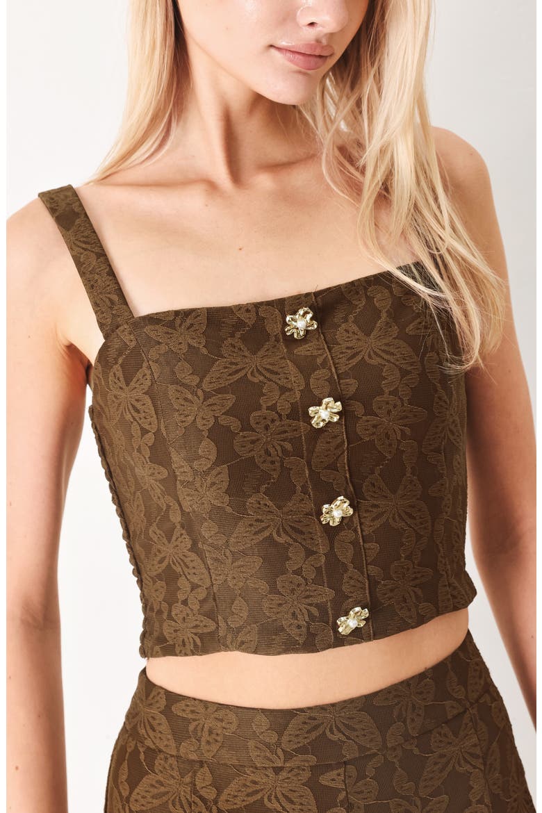 Lace Butterfly Crop Top, Alternate, color, BROWN