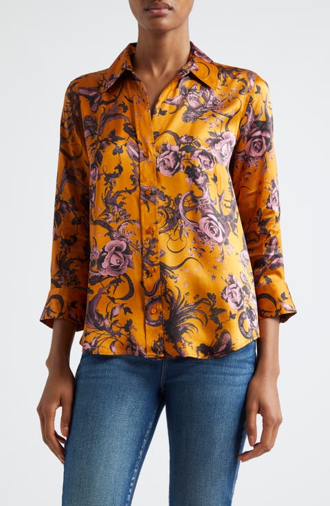 Dani Floral Silk Charmeuse Blouse