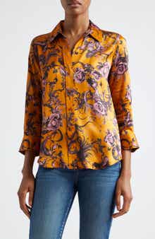 L'AGENCE Dani Floral Silk Charmeuse Blouse