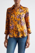 L'AGENCE Dani Floral Silk Charmeuse Blouse