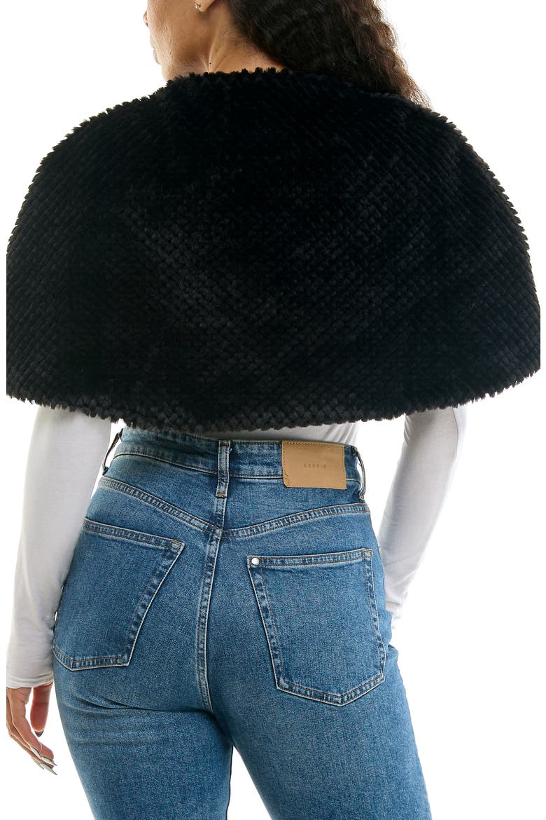 Faux Fur Capelet, Alternate, color, BLACK
