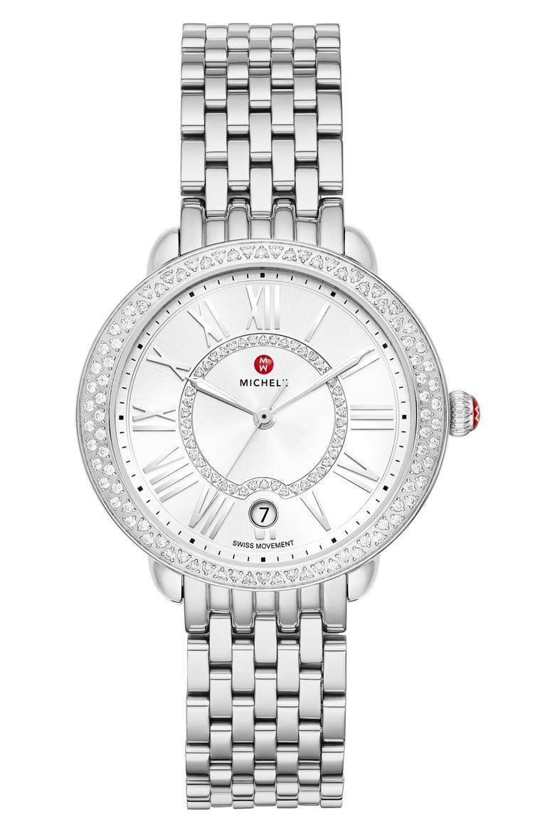 Serein Mid Diamond Watch Head & Bracelet, 36mm x 34mm, Main, color, SILVER