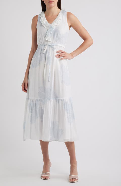 Ruffle Tie Belt Tiered Maxi Dress (Petite)
