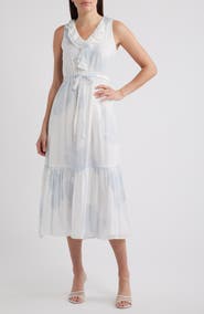 Halogen® Ruffle Tie Belt Tiered Maxi Dress