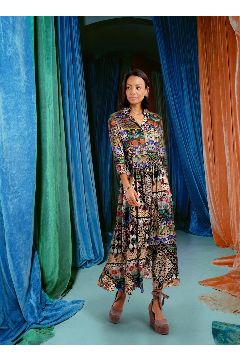 Maxi Shirt Dress - "Animal Folk Story", Alternate, color, Animal Folk
