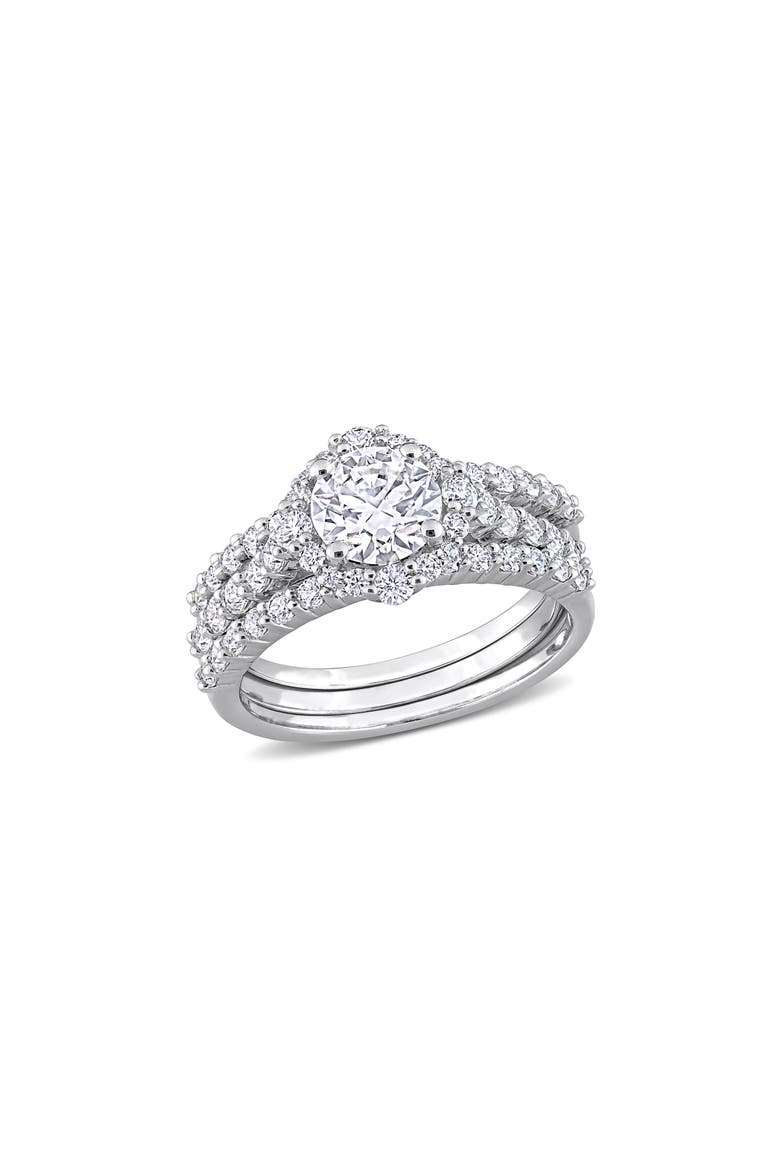 Set of 3 Lab-Created Moissanite Rings, Main, color, WHITE/ SILVER