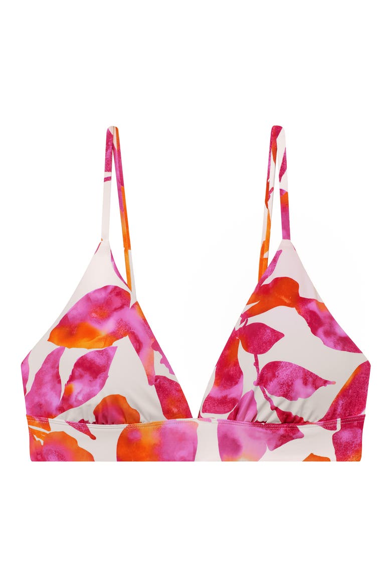 Triangle Bikini Top, Alternate, color, PINK/ WHITE MULTI