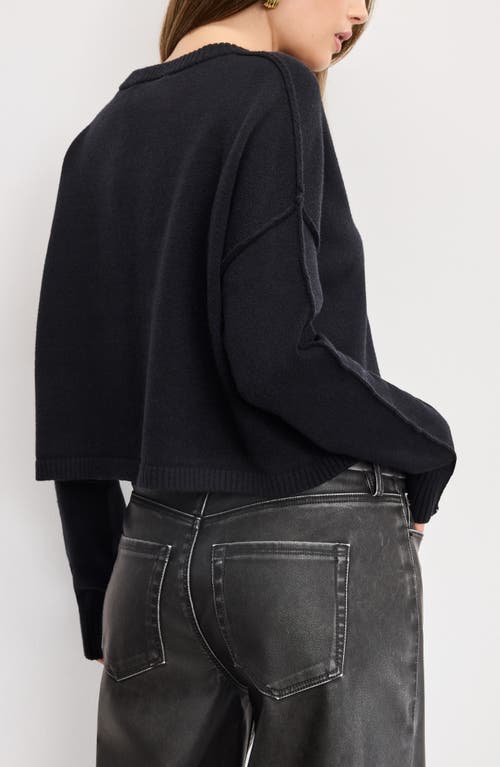 Good American Cropped Crewneck Sweatshirt In Black