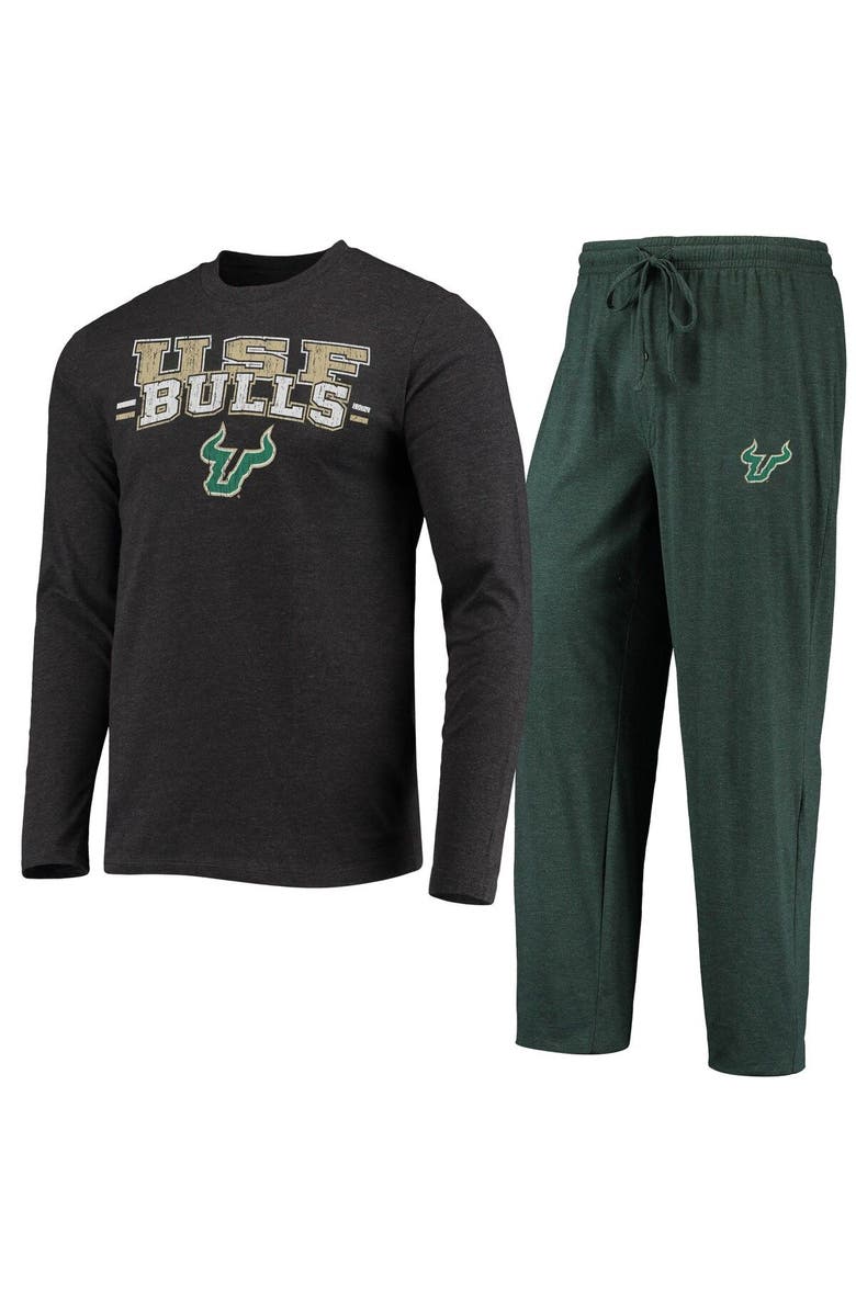 CONCEPTS SPORT Men's Concepts Sport Green/Heathered Charcoal South Florida Bulls Meter Long Sleeve T-Shirt & Pants Sleep Set, Alternate, color, 