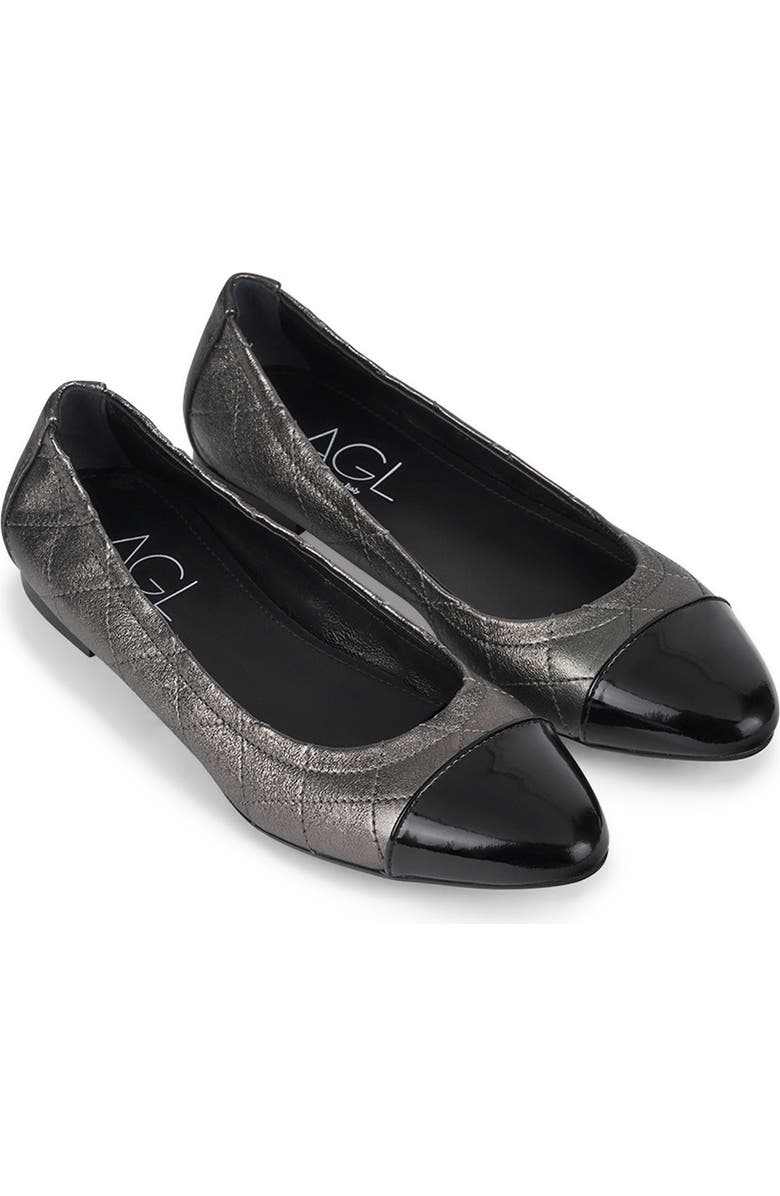 AGL Naomi Quilted Cap Toe Ballet Flat, Alternate, color,