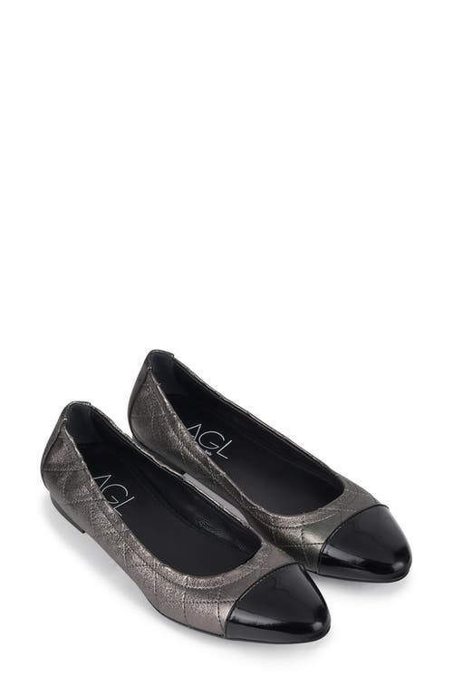 Agl Attilio Giusti Leombruni Agl Naomi Quilted Cap Toe Ballet Flat In Nero-pietra