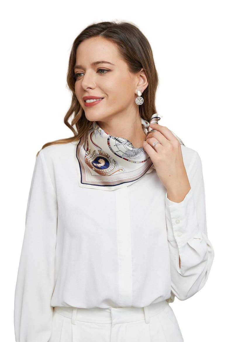 100% Pure Silk Printed Square Scarf, Alternate, color, Multi