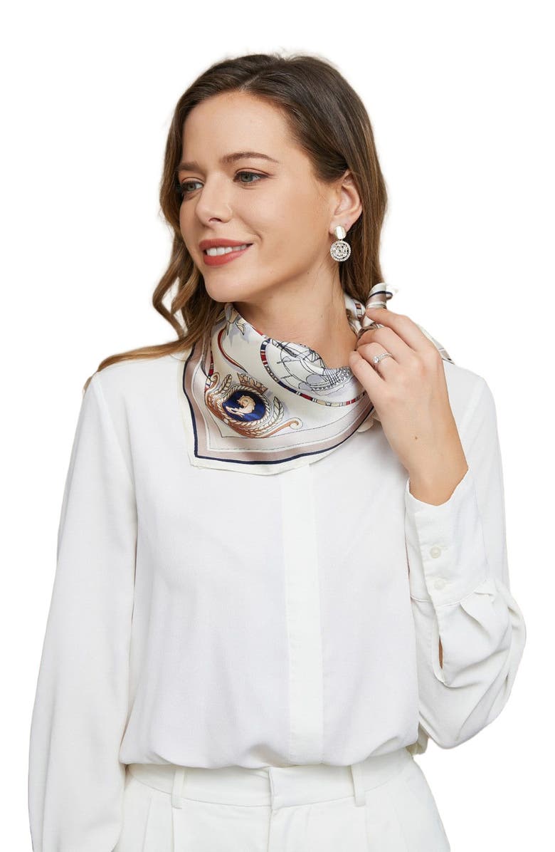 SILKSILKY 100% Pure Silk Printed Square Scarf, Alternate, color, Multi