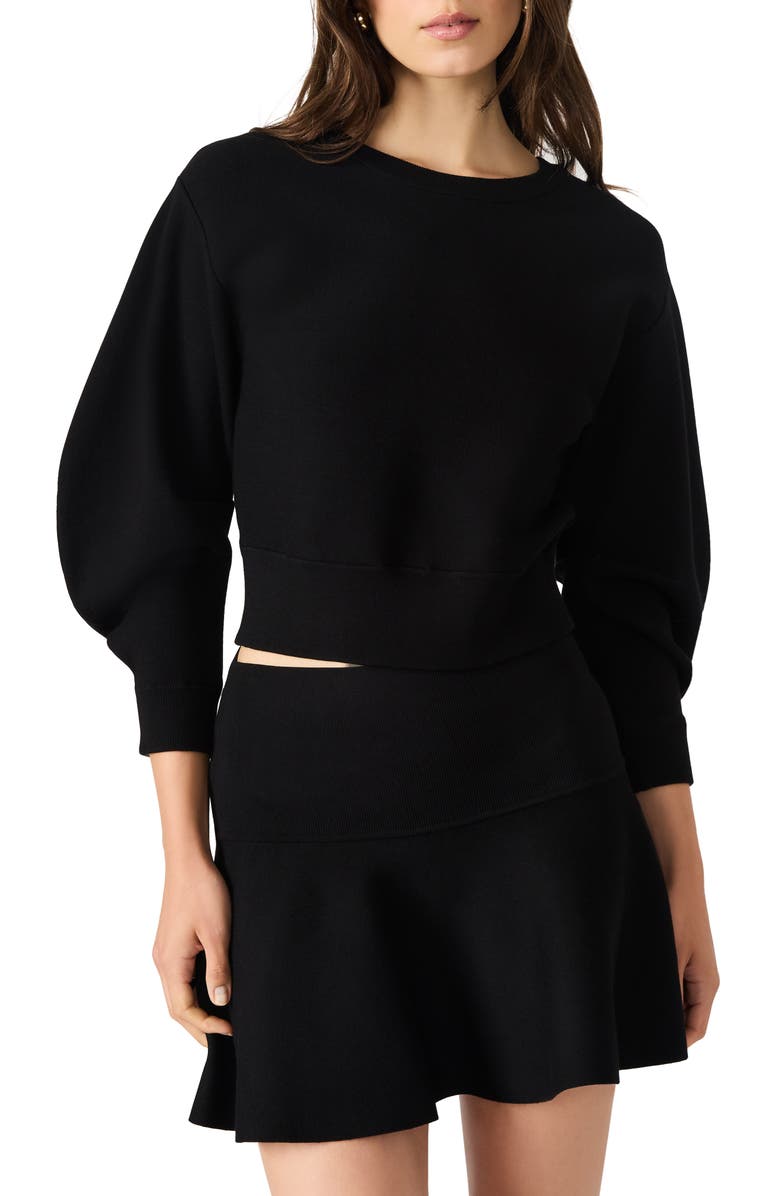 Steve Madden Rosina Balloon Sleeve Sweater, Main, color, Black