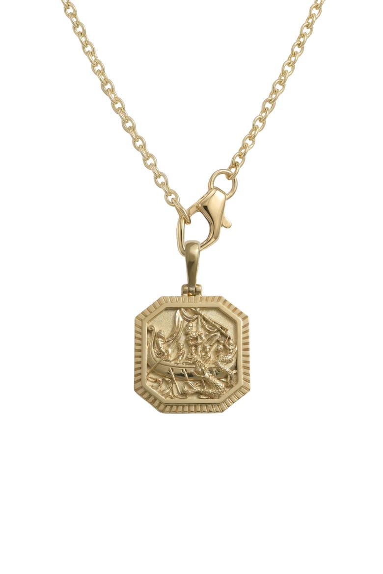 Odysseus Coin Pendant Necklace, Main, color, METALLIC GOLD