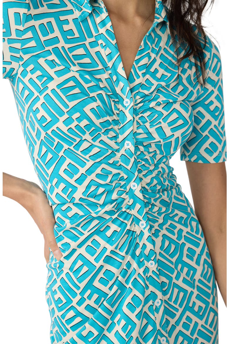 Zoey Ruched Minidress, Alternate, color, ACCRA GEO MINI AQUAMARINE