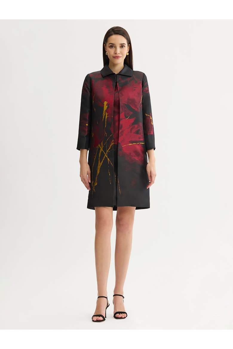 Heritage Lurex Woven Jacquard Topper, Main, color, Scarlet Red/Black/Gold Lurex