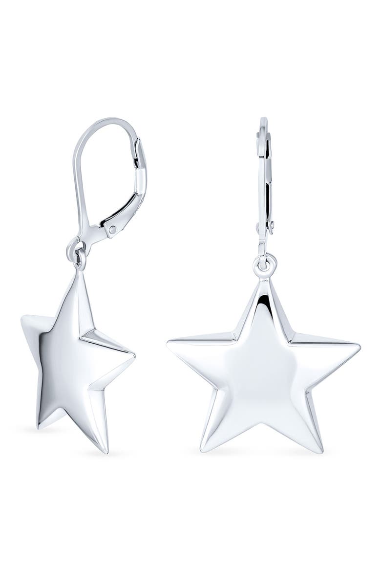 Stainless Steel Puff Star Earrings & Necklace Set, Alternate, color, GREY