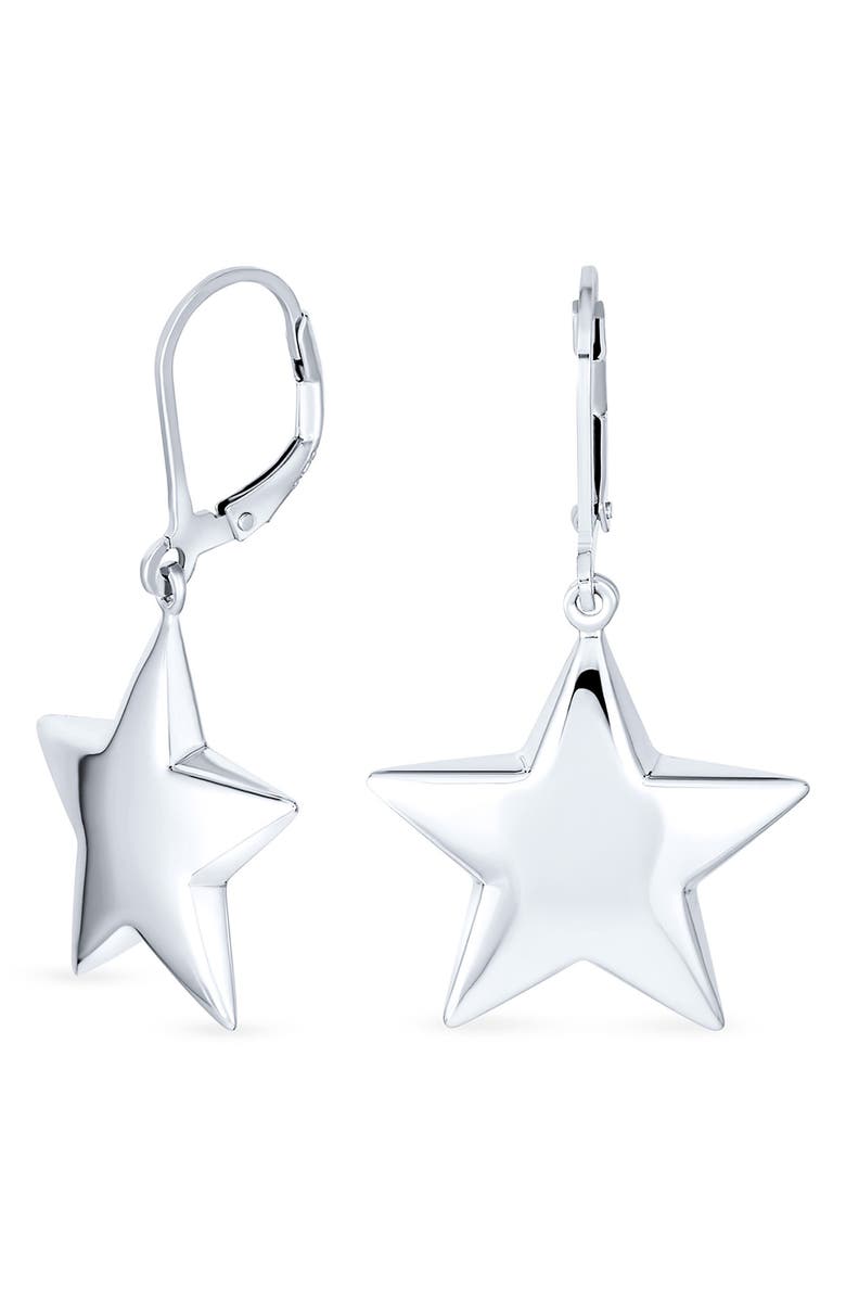 BLING JEWELRY Stainless Steel Puff Star Earrings & Necklace Set, Alternate, color, Grey