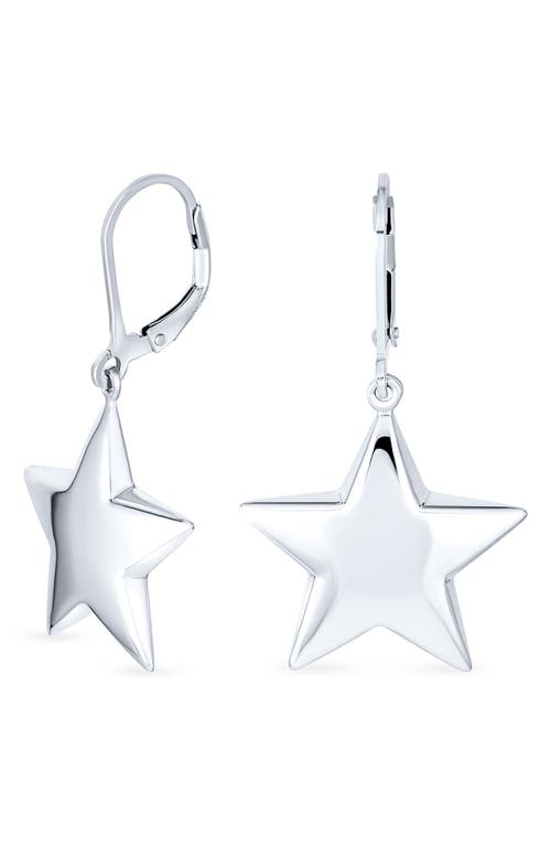 Bling Jewelry Stainless Steel Puff Star Earrings & Necklace Set In Silver