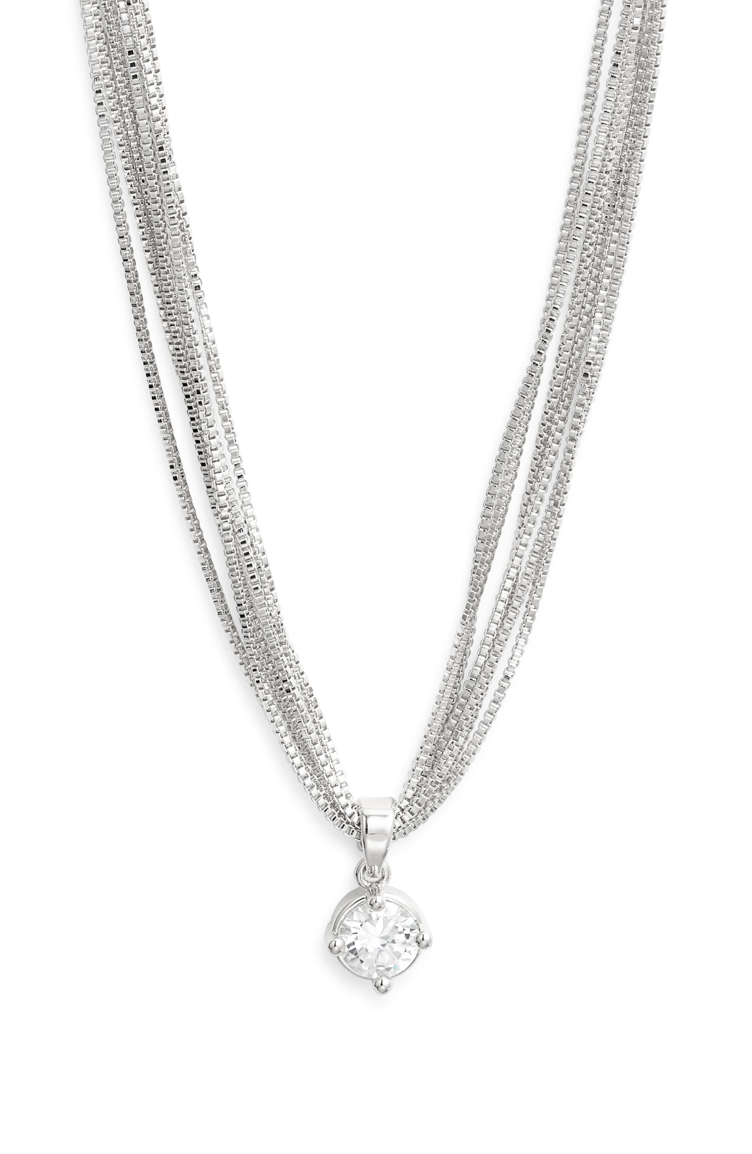 Nordstrom Solitaire Cubic Zirconia Pendant Necklace