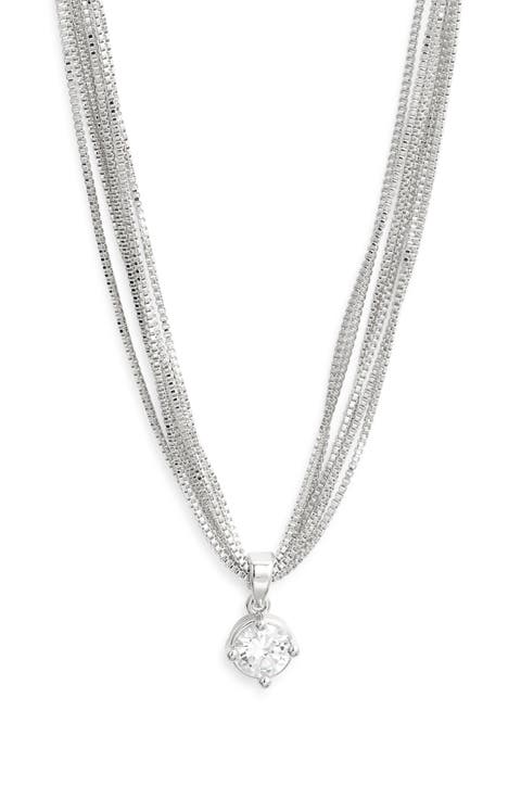 Solitaire Cubic Zirconia Pendant Necklace