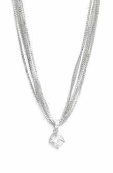 Solitaire Cubic Zirconia Pendant Necklace